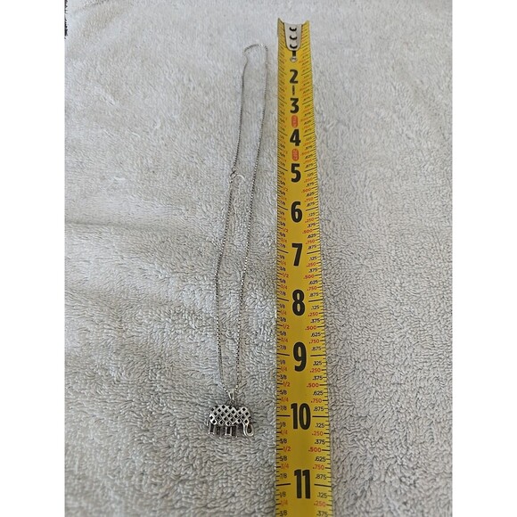 Sterling Silver Elephant Pendant Necklace With Diamond Accents Stamped 925 Italy - Picture 7 of 11